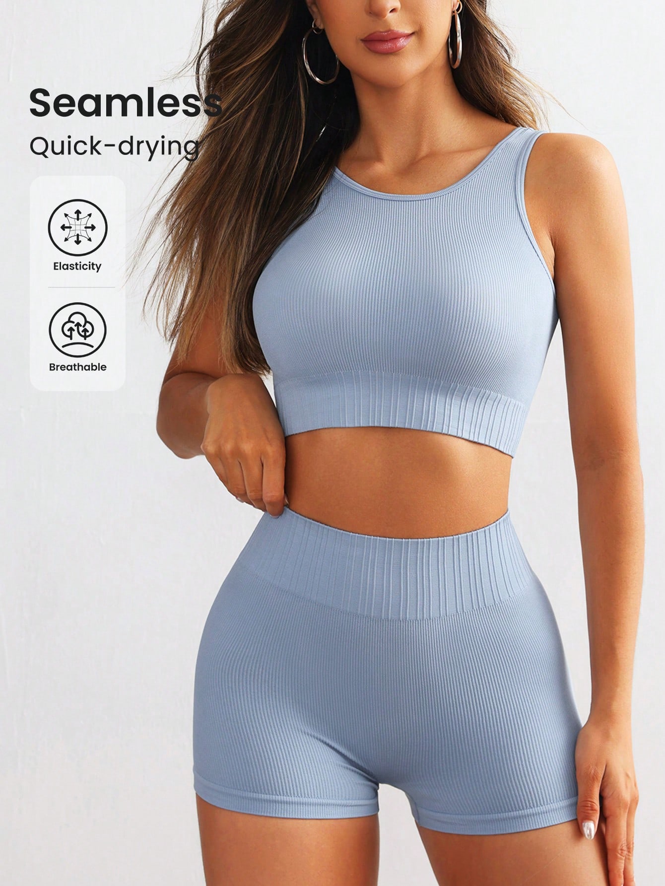 Pilates Yoga Set - Conjunto de yoga acanalado sin costuras