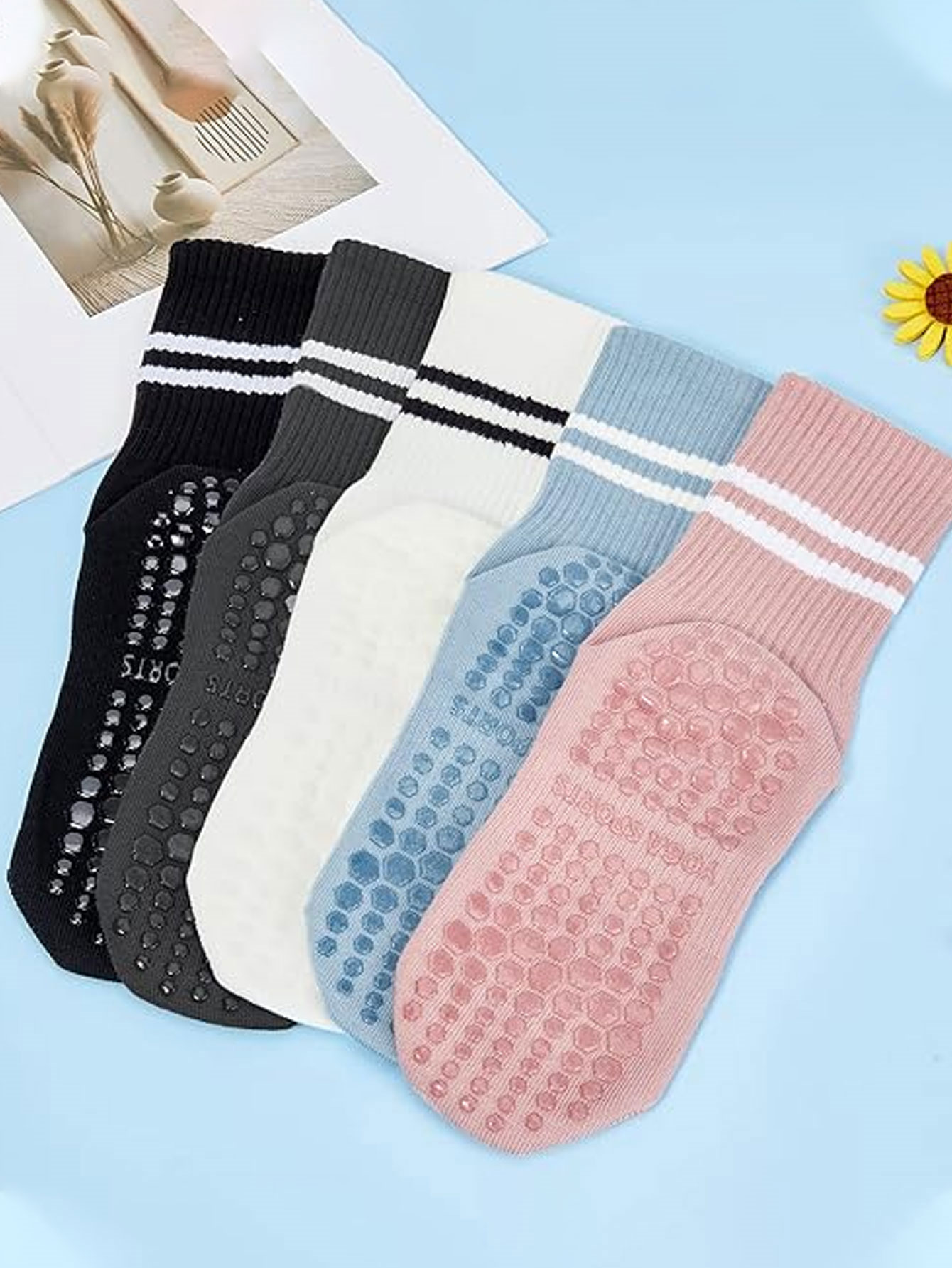 3 pares de calcetines de yoga, - Medias Para Pilates Y Yoga reseña y precio
